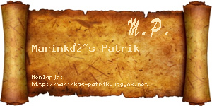 Marinkás Patrik névjegykártya